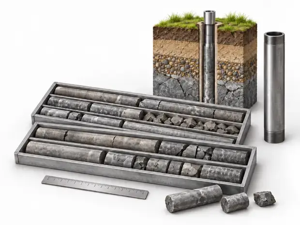 Core recovery and RQD technical illustration