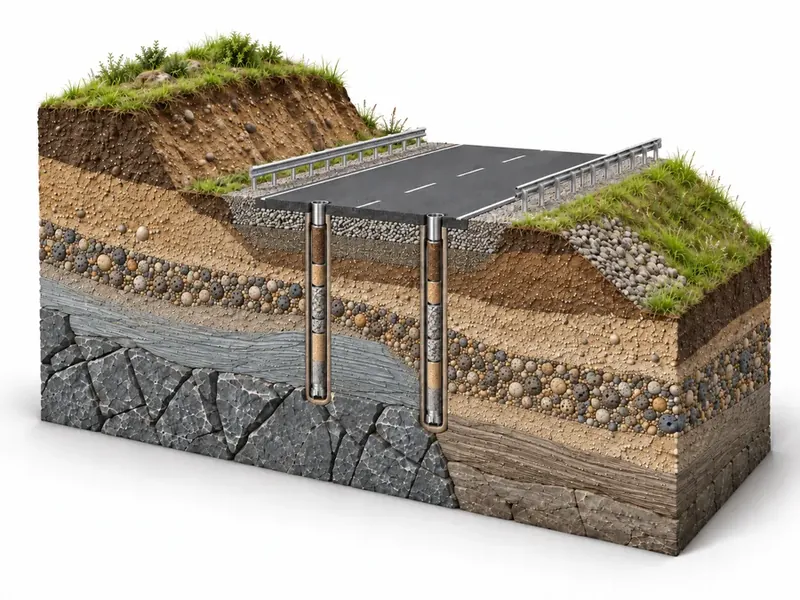 Roads engineering geological investigation illustration